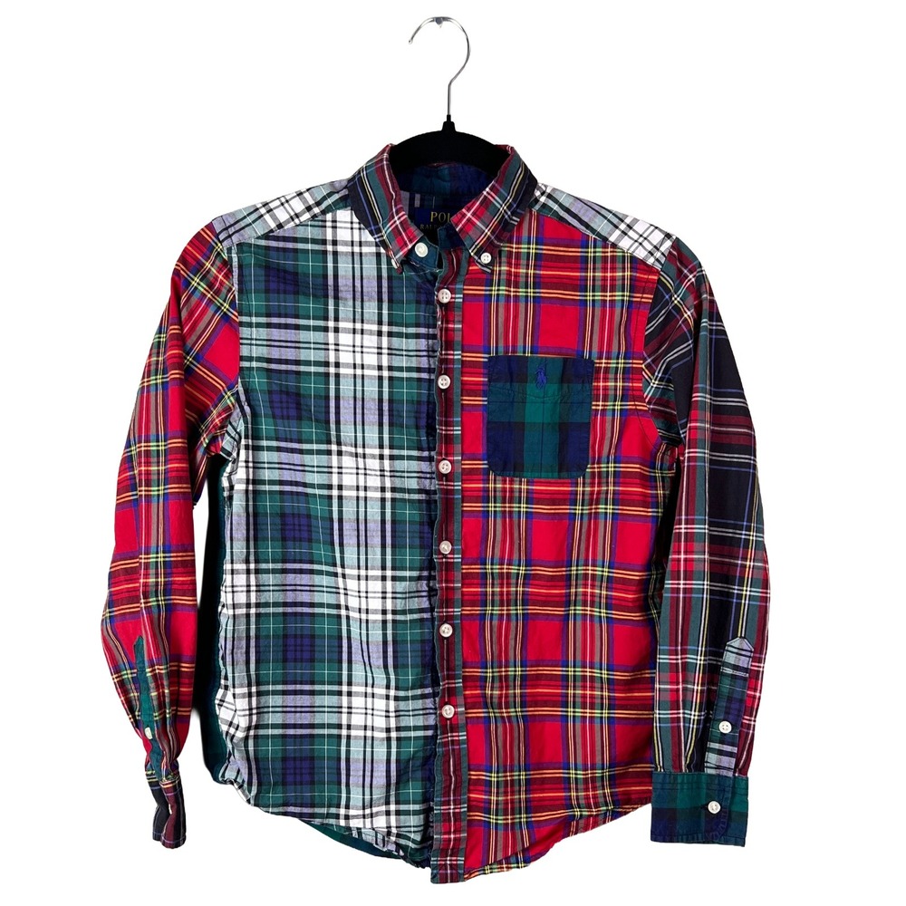 Polo Ralph Lauren Patchwork Plaid Shirt Boys M 10-12 Preppy